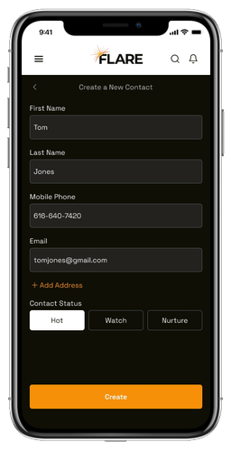 Flare App Screen